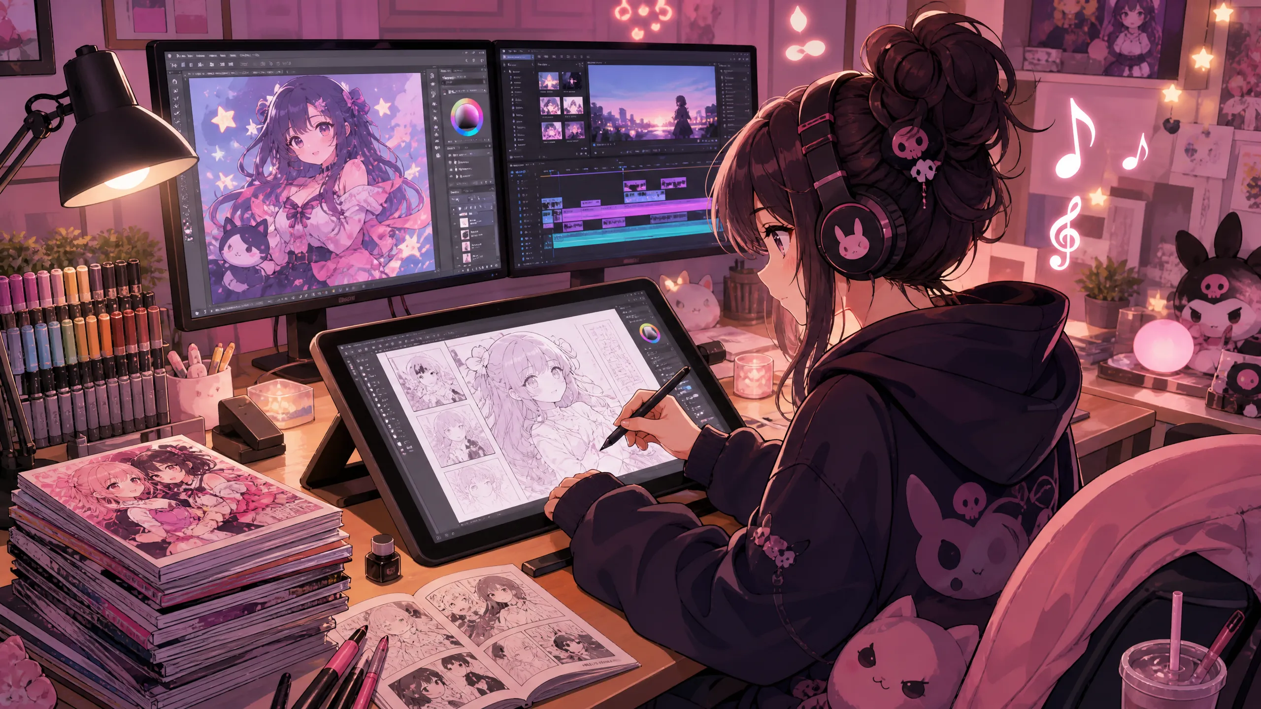 同人创作者工作台展示数字绘画与漫画创作